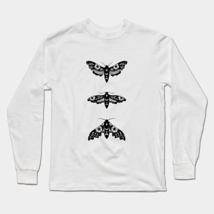 Lime Hawk Moths Night - Black Long Sleeve T-Shirt